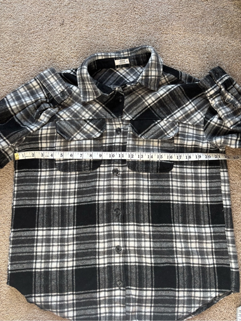 Ardene Black & White Oversized Plaid Button-Down Shirt - Picture 13 of 14